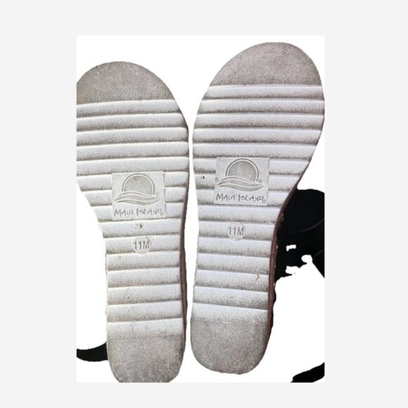 Maui Island Sandals Espadrille Platform Wedge 3" - 1" Women’s 11 M Black Straps - Picture 6 of 6